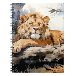 Cuaderno Lion Relajándose En El Árbol Trunk Animal Diversió