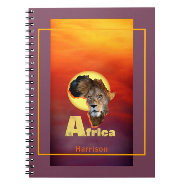 Cuaderno Lion Safari Africa Sunset Personalizado (Frente)