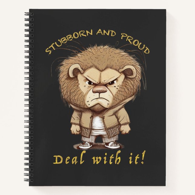 Cuaderno Lion Stubborn Deal With It Cuadorable Funny (Anverso)