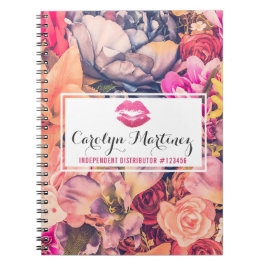 Cuaderno Lipstick Distributor Floral Lips Kiss Personalizad
