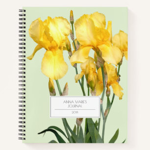 Cuaderno Lirio Amarillo Nombre Personalizable Verde Limón C