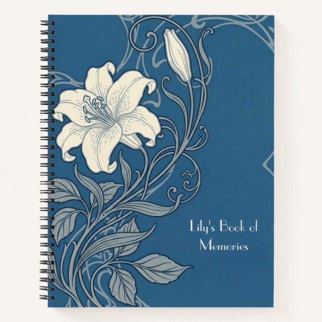 Cuaderno Lirio Art Nouveau Azul y Blanco (Anverso)