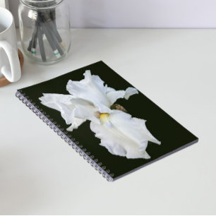 Cuaderno Lirio barbudo blanco sobre fondo negro