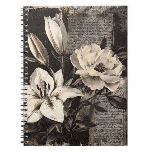 Cuaderno Lirio Blanco Antiguo Gótico Botánico