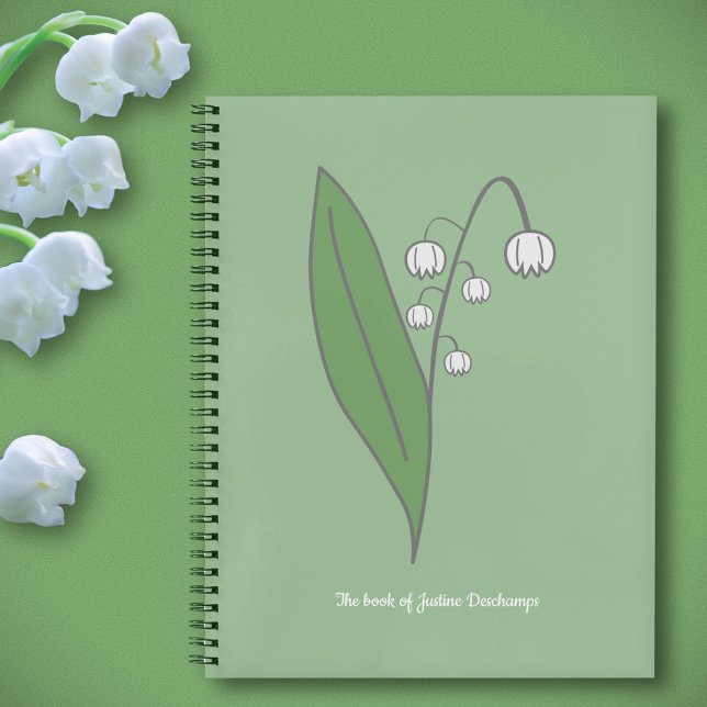 Cuaderno Lirio botánico de la flor del Pastel del Valle (Botanical Lily of the Valley Notebook)