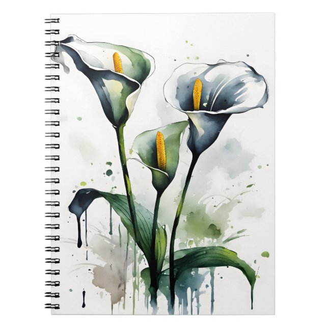Cuaderno Lirio Calla - Flores de acuarela (Frente)