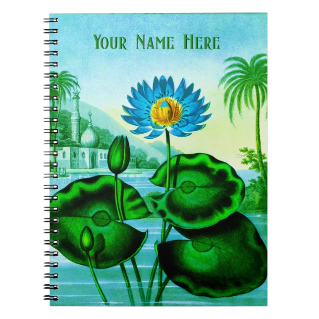 Cuaderno Lirio de agua azul egipcio / portátil Lotus (Frente)