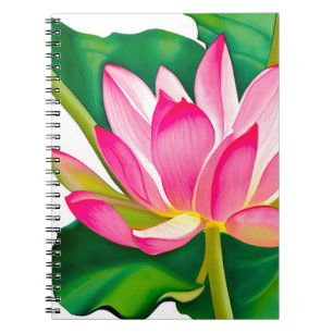 Cuaderno Lirio de agua rosa grande con hojas verdes de esme