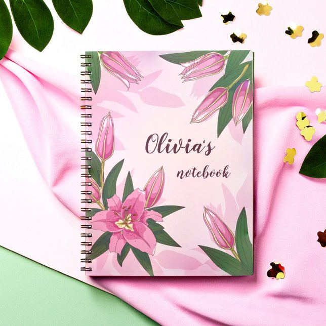 Cuaderno Lirio de Blooming Rosa (Pink Blooming Lily Notebook)