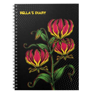 Cuaderno Lirio de llama de neón: Gloriosa superba Pop Art