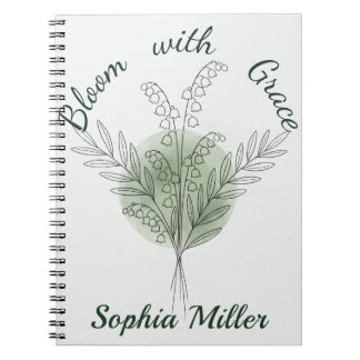 Cuaderno Lirio de los Valles Floral Personalizado con Nombr
