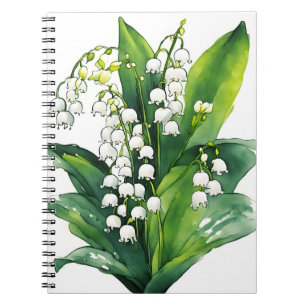 Cuaderno Lirio de los valles - Flores de acuarela