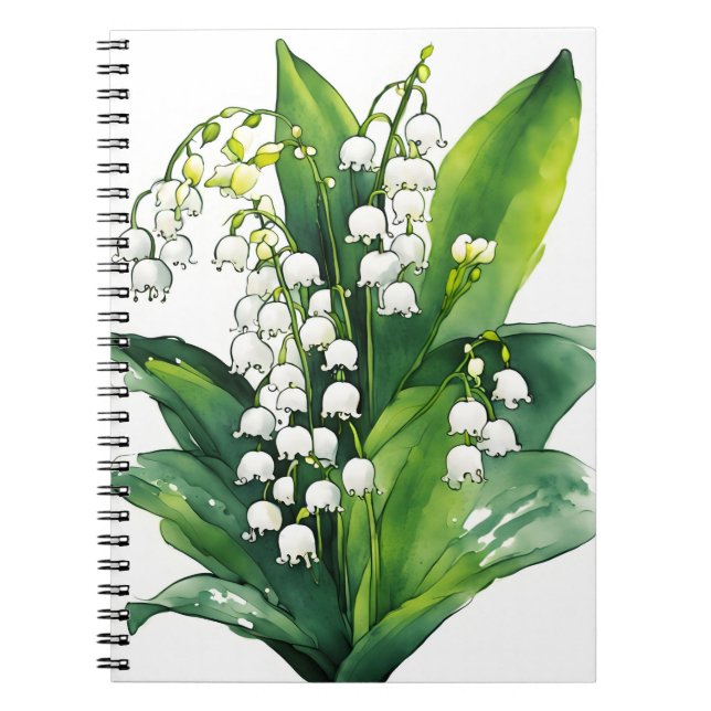 Cuaderno Lirio de los valles - Flores de acuarela (Frente)
