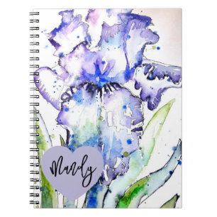 Cuaderno Lirio Morado Iris Acuarela Flor Nombre de Mujer