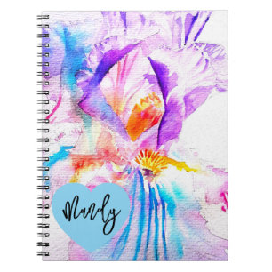 Cuaderno Lirio Morado Iris Acuarela Flor Nombre de Mujer