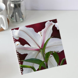 Cuaderno Lirio Oriental Blanco Floral en Flor