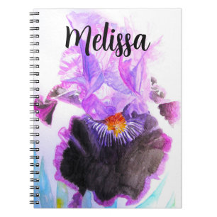 Cuaderno Lirio púrpura Flor acuarela Floral Cumpleaños