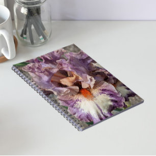Cuaderno Lirio púrpura y blanco con Floral bigote naranja