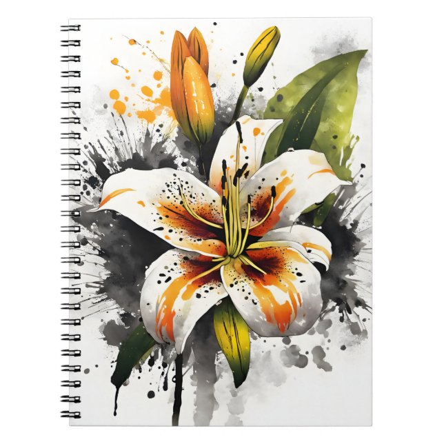 Cuaderno Lirio tigre - Flores de acuarela (Frente)