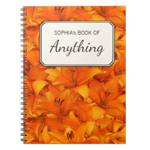 Cuaderno Lirios anaranjados del jardín de la foto botánic