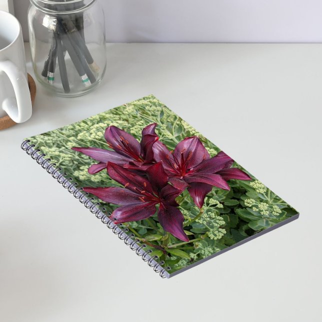 Cuaderno Lirios Asiáticos Rojo Oscuro Floral (In Situ)