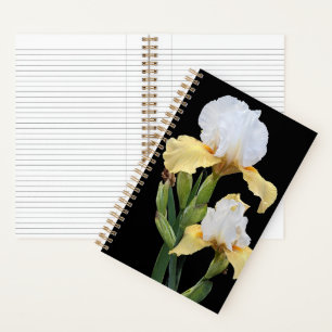 Cuaderno Lirios blancos y amarillos sobre florales negros