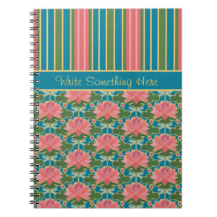 Cuaderno Lirios de agua, libélulas, rayas, bloc de notas en