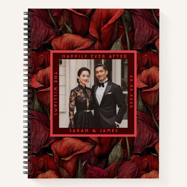 Cuaderno Lirios de Cala Rojos Elegantes Estética Bodas Camp (Anverso)