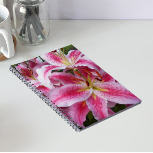 Cuaderno Lirios Orientales Rosados Florales