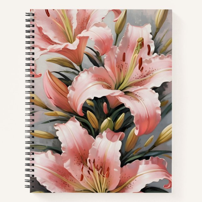 Cuaderno Lirios rosados vintage (Anverso)