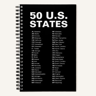 Cuaderno Lista de abreviaturas de los 50 estados de EE. UU.