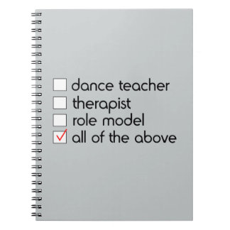 Cuaderno Lista de control del profesor de la danza