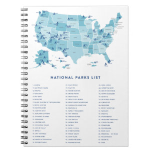 Cuaderno Lista de Parques Nacionales en Estados Unidos 