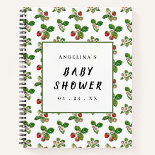 Cuaderno Lista de regalo de Baby Shower del patrón de fresa