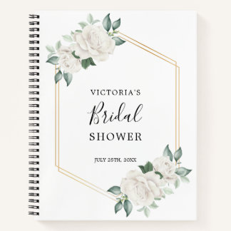 Cuaderno Lista de regalo de ducha de novia con marco floral