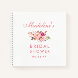 Cuaderno Lista de regalo de ducha de novia floral rosa Rubo