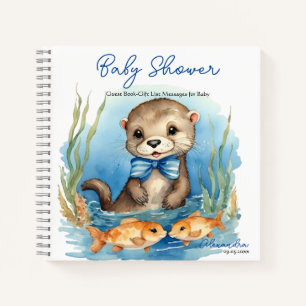 Cuaderno Lista de regalo de invitado Baby Otter Boy Baby Sh