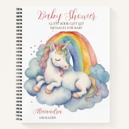 Cuaderno Lista de regalo para invitados de Baby Unicorn Chi