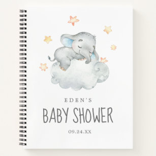 Cuaderno Lista de regalos de Baby Shower de Little Elephant