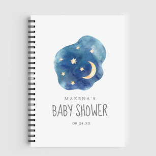 Cuaderno Lista de regalos de Baby Shower Moon and Stars
