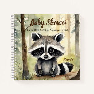 Cuaderno Lista de regalos para invitados de Baby Raccoon Ba