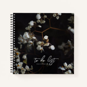 Cuaderno Lista de tareas florales oscuras y elegantes