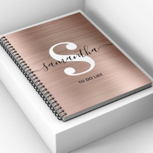 Cuaderno Lista de tareas pequeñas con monograma de firma de