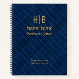 Cuaderno Lista de verificación de monogramas sobre azul y o