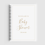 Cuaderno Lista minimalista de regalos Baby Shower Gold<br><div class="desc">Este portátil minimalista con una lista de regalos para bebés y bebés es perfecto para una simple ducha. El moderno diseño romántico presenta una tipografía clásica en oro y blanco, acompañada de una caligrafía rústica y elegante con un estilo de letra a mano vintage. Personalizable de cualquier color. Mantenga el...</div>