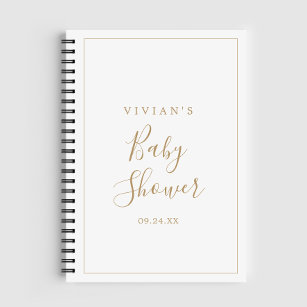 Cuaderno Lista minimalista de regalos Baby Shower Gold