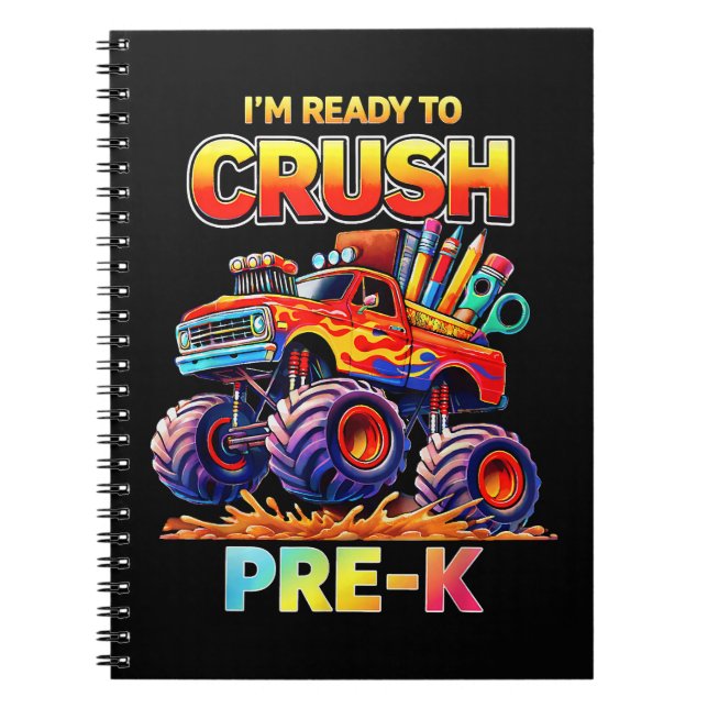 Cuaderno Listo para Aplastar Camión Monstruo Pre-K Regreso  (Frente)