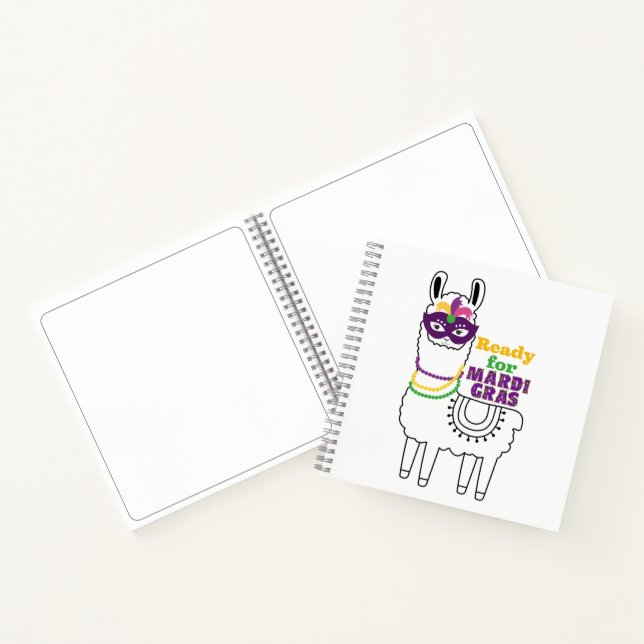Cuaderno Listo para Mardi Gras linda máscara de llama (Interior)
