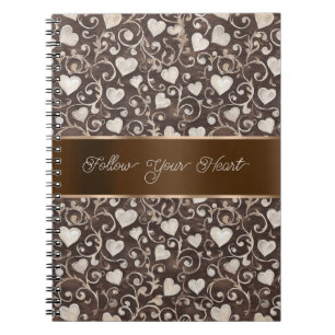 Cuaderno Listón de Corazones Crema Marrón