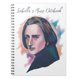 Cuaderno Liszt Colorful Watercolor Portrait Custom Name